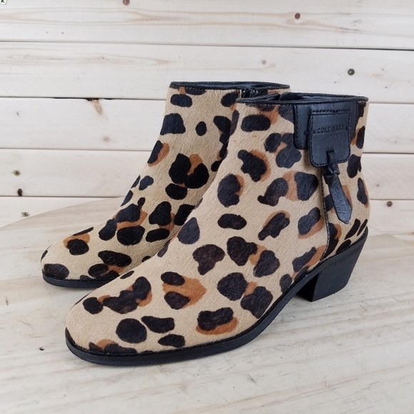 Cole Haan 5.5 US Joanna Genuine Calf Hair/Fur Bootie Boot W18105 Side Zip Jaguar - Picture 7 of 11